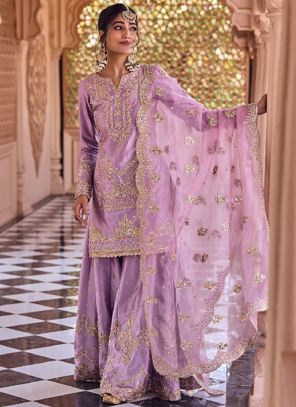 Dusty Purple Embroidered Sharara