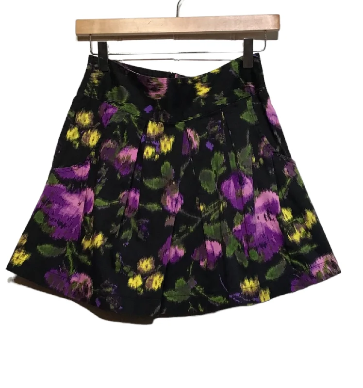 Pleated Flower Patterned Skirt (Size S)