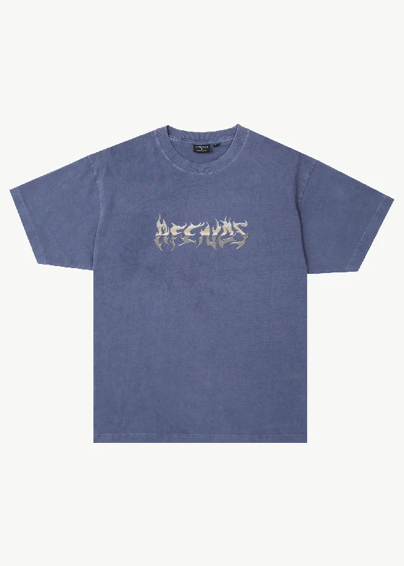 AFENDS Mens Scorched - Heavy Boxy Fit Tee - Washed Marlin