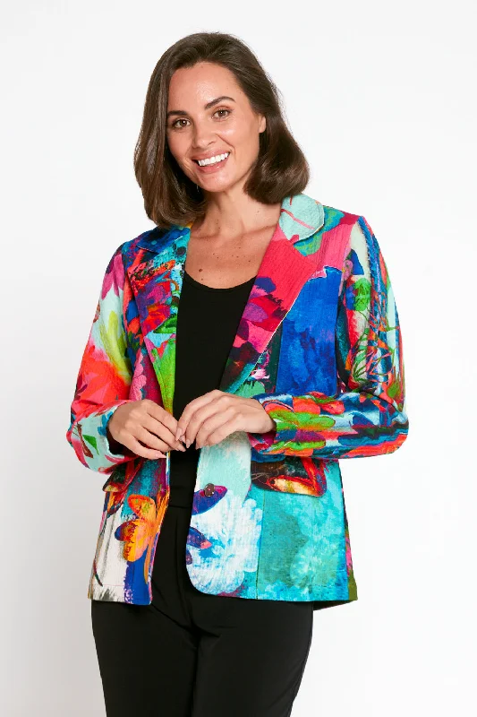 Digital Print Cotton Blazer - Bold Bouquet