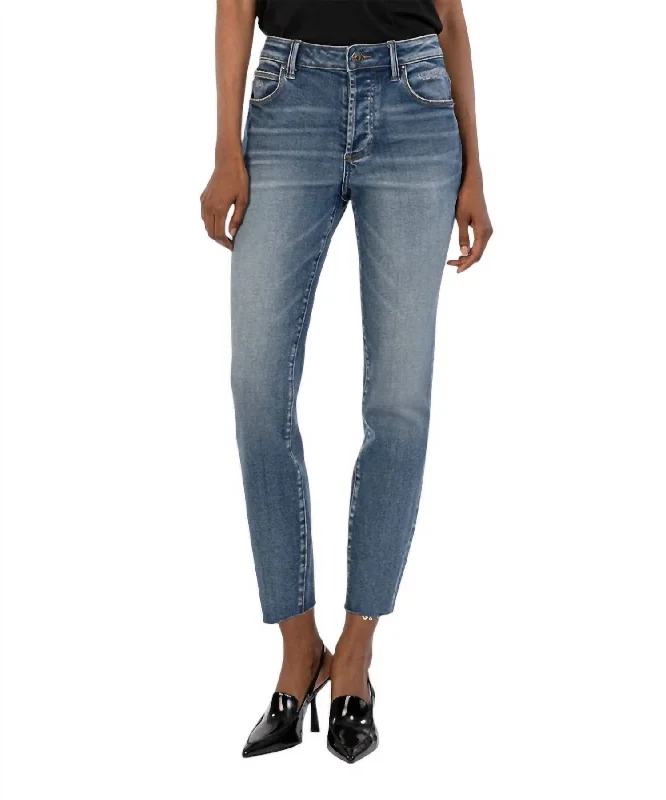 Charlize High Rise Cigarette Jean In Self Wash With Dark Stone