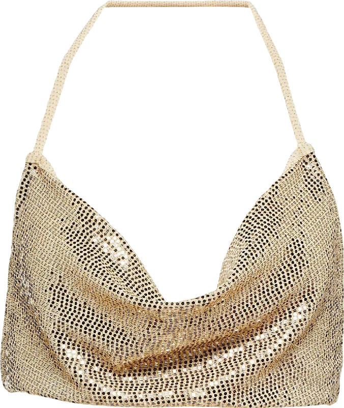 Dodo Bar Or Metallic Gold Sequined Halterneck Bralette UK 10