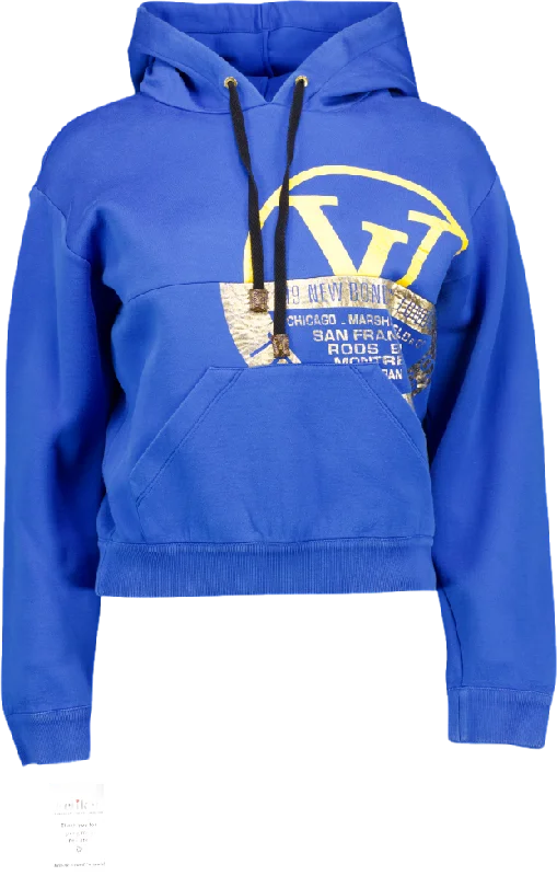 Louis Vuitton Blue Cropped Logo Embossed Hoodie UK XS