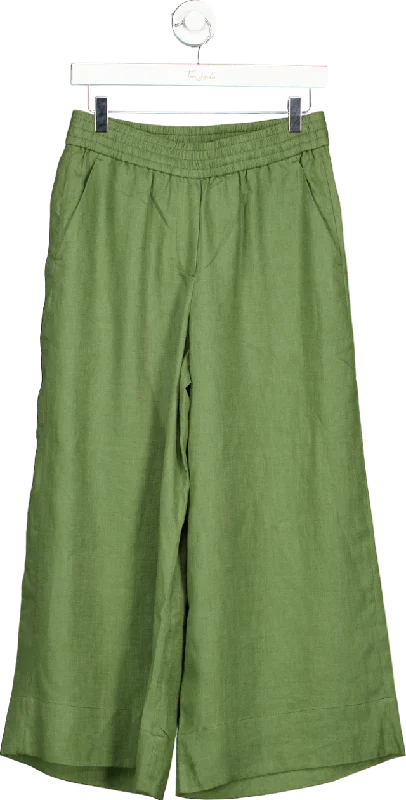 WYSE LONDON Green Linen Wide Leg Trousers UK 8