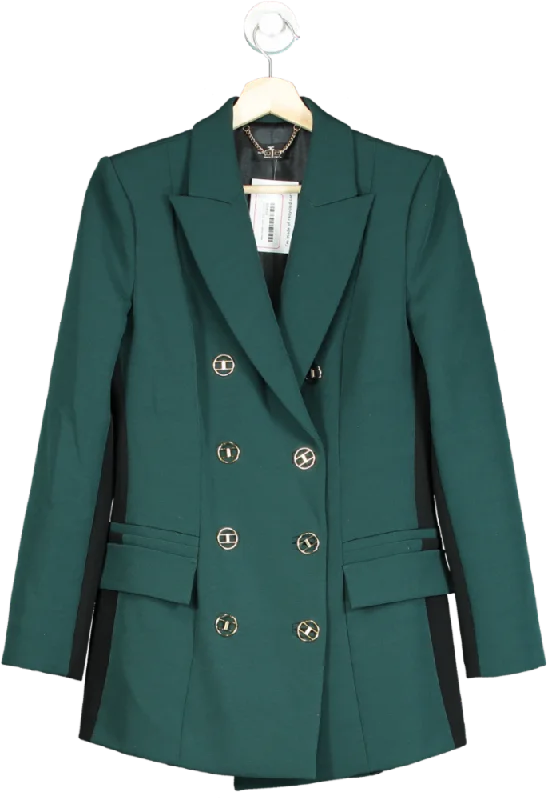 Elisabetta Franchi Green Double-Breasted Blazer UK 10