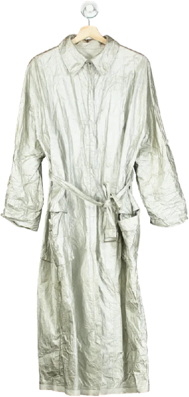 Maison Margiela Silver Crinkled Oversized Coat One Size