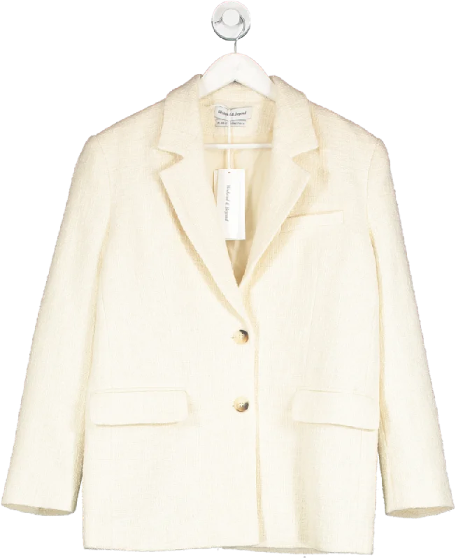 Weekend and Beyond Cream Meryl Tweed Blazer UK S