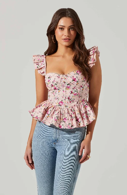 Baylin Floral Corset Peplum Top