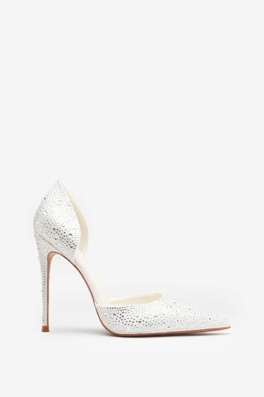 Catcher | Ivory Diamante Pointed Court Heels