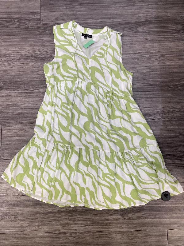 Dress Casual Midi By Rachel Zoe In Green & White, Size: L