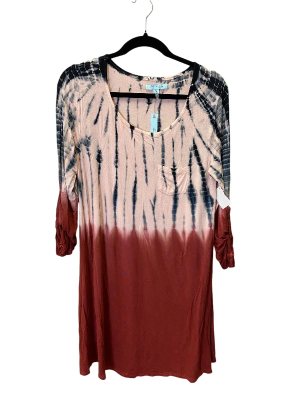 DRESS CASUAL MIDI SHE + SKY in TIE DYE PRINT, Size: M