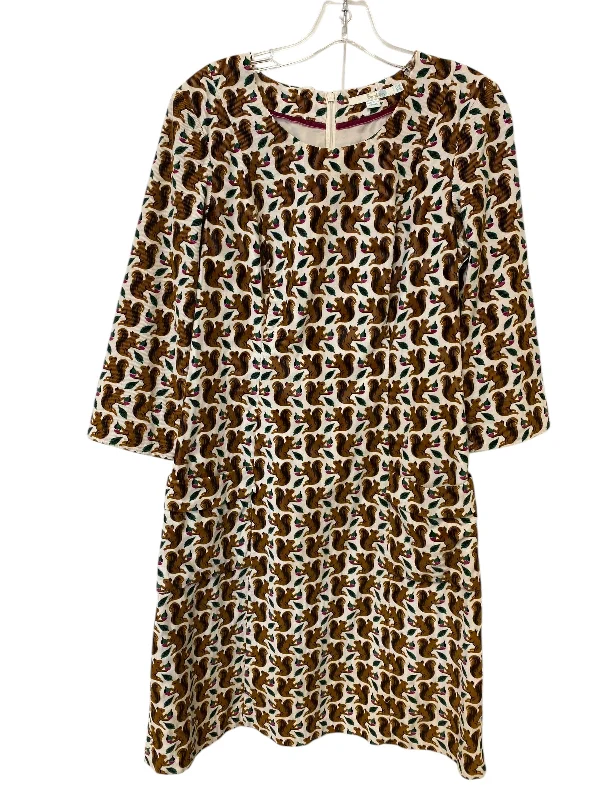 Dress Casual Midi By Boden In Brown & Cream, Size: 8