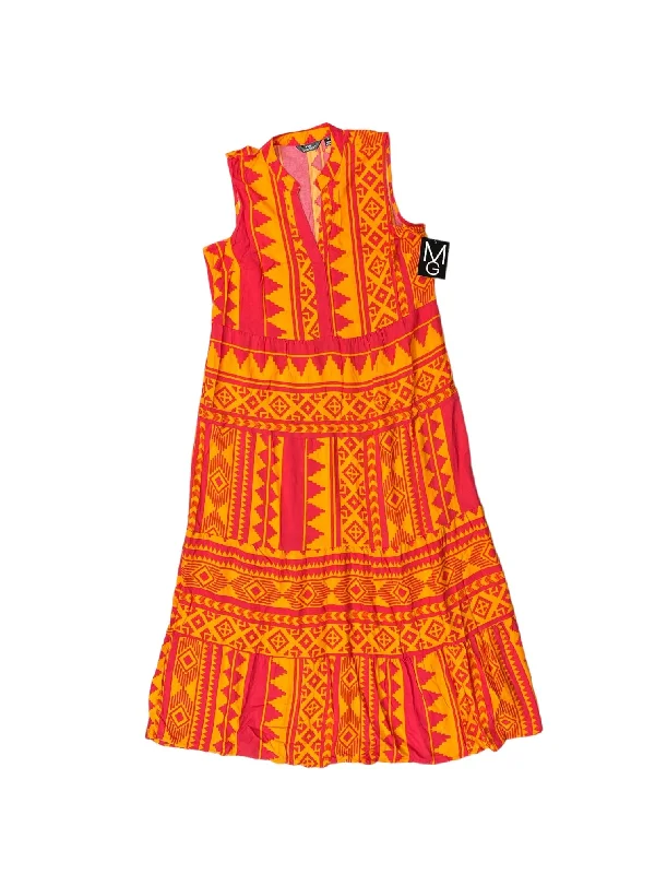 Orange & Pink Dress Casual Maxi Mlle Gabrielle, Size M