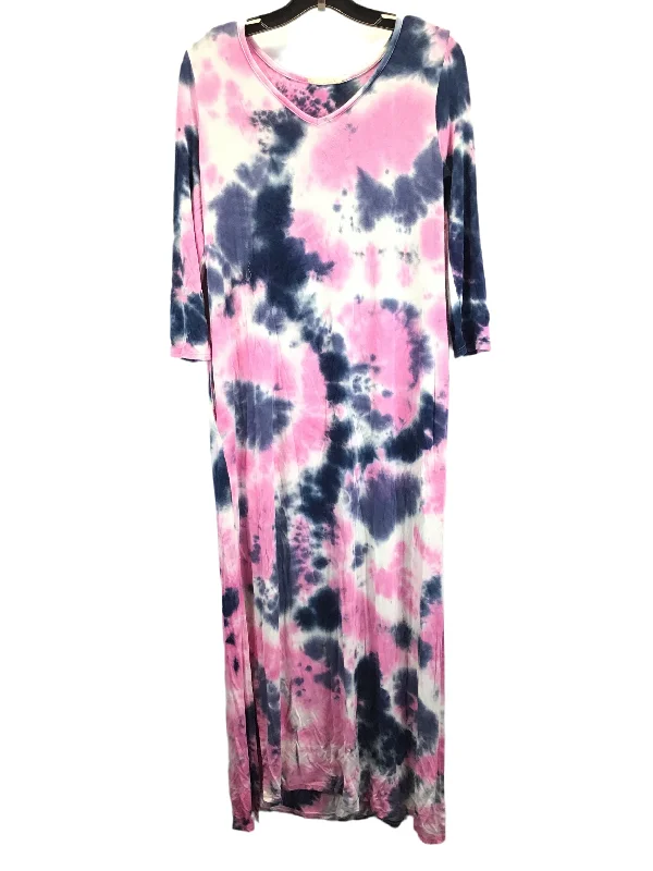 Tie Dye Print Dress Casual Maxi Ee Some, Size L