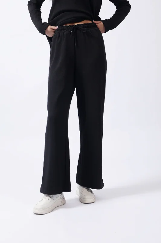 TEXTURED WIDE LEG TROUSERS