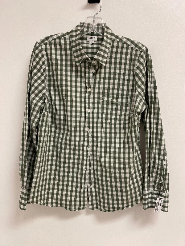 Blouse Long Sleeve By J. Crew In Green, Size: L