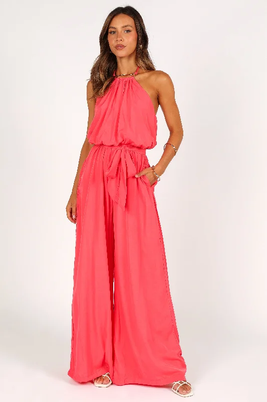 Dionne Halter Jumpsuit - Flamingo