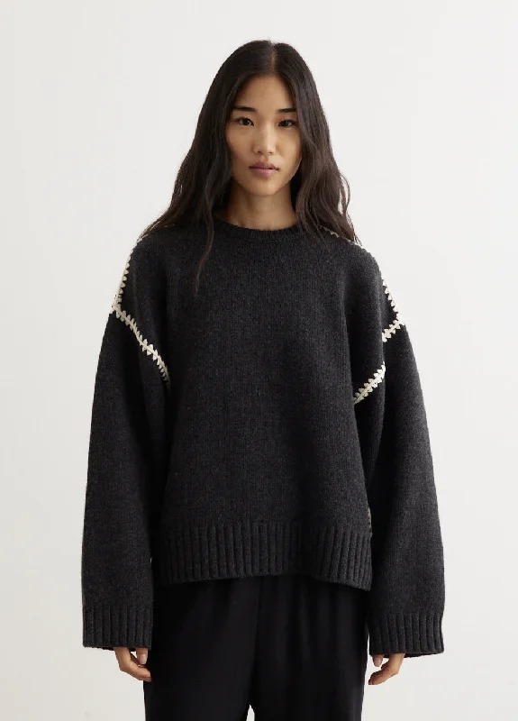 Embroidered Wool Cashmere Knit