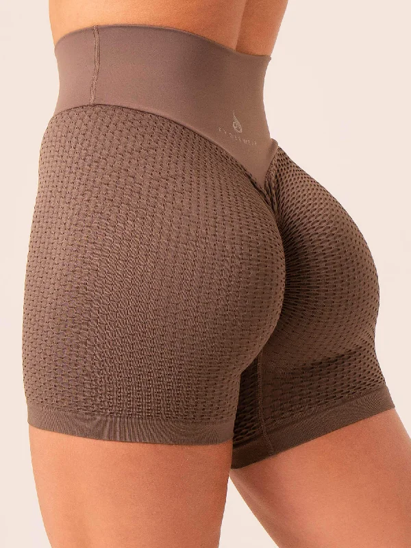 Honeycomb Scrunch Seamless Shorts - Taupe