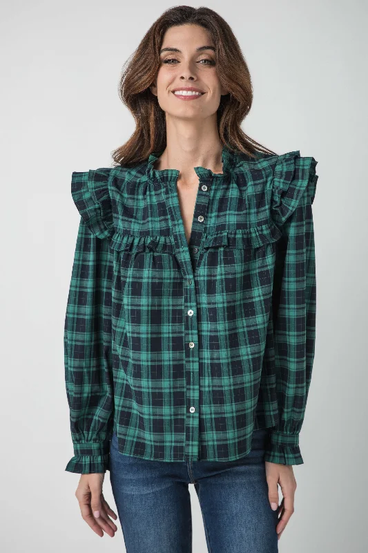 Pinch Plaid Button Up Top