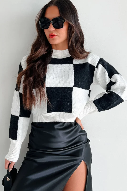 Playing Hard To Get Checkered Sweater (Black/White)