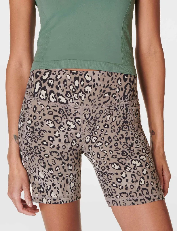 Power 6" Cycling Shorts - Brown Luxe Leopard Print