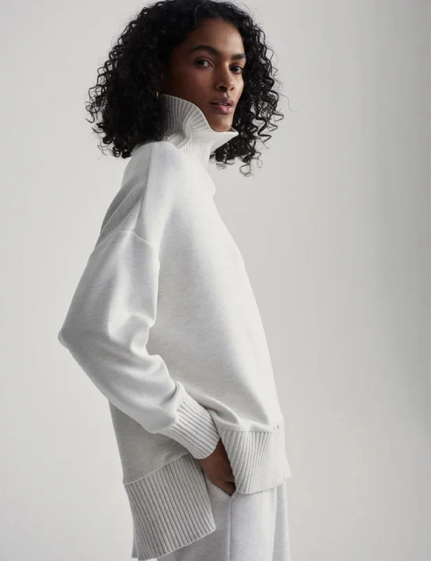 Barker High-Neck Sweat - Ivory Marl