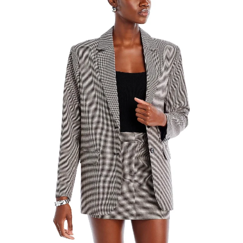 Veronica Womens Houndstooth Career Two-Button Blazer