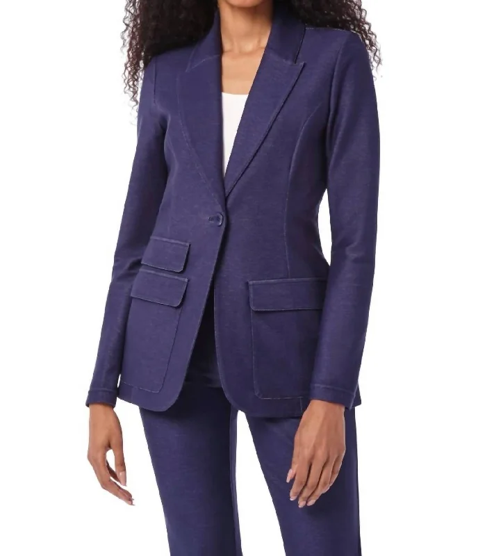 Vesta Blazer In Medium Blue Wash