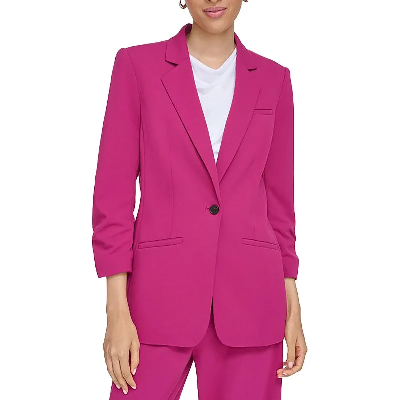 Womens Solid Office One-Button Blazer